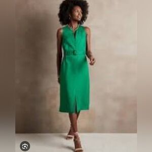 Banana Republic Green Sleeveless Midi Dress